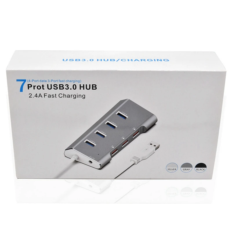 USB3.0 HUB 4 Ports + 3 Ports 2.4A Fast Charging Port 7 Port Hub 
USB3.0 HUB 4 Ports + 3 Ports 2.4A Fast Charging Port 7 Port Hub
