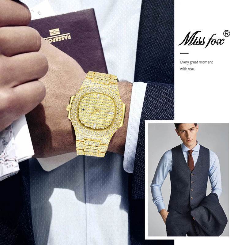 Wristwatch Mens Luxury Brand Calendar Big Diamond Watch Waterproof Men Fashion Hublo Quartz Clock Steel Male Wrist Watch 
Wristwatch Mens Luxury Brand Calendar Big Diamond Watch Waterproof Men Fashion Hublo Quartz Clock Steel Male Wrist Watch