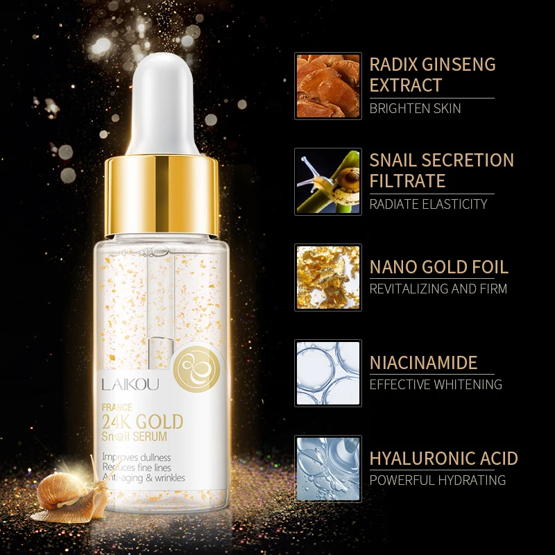 LAIKOU 24K GOLD Snail Serum Snail Essence Face Cream Moisturizing Acne Treatment Skin Care Repair Whitening AntiAnging Winkles
LAIKOU 24K GOLD Snail Serum Snail Essence Face Cream Moisturizing Acne Treatment Skin Care Repair Whitening AntiAnging Winkles