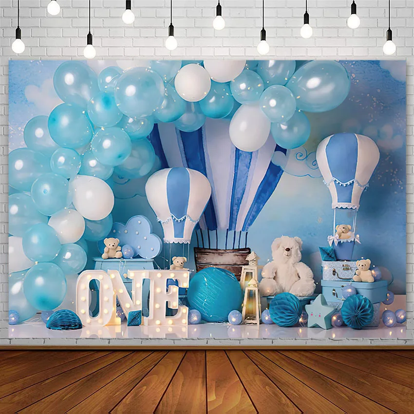 

Avezano Backdrops Boy 1st Birthday Party Blue Balloons Photography Background For Photo Studio Photozone Photocall Decor Props