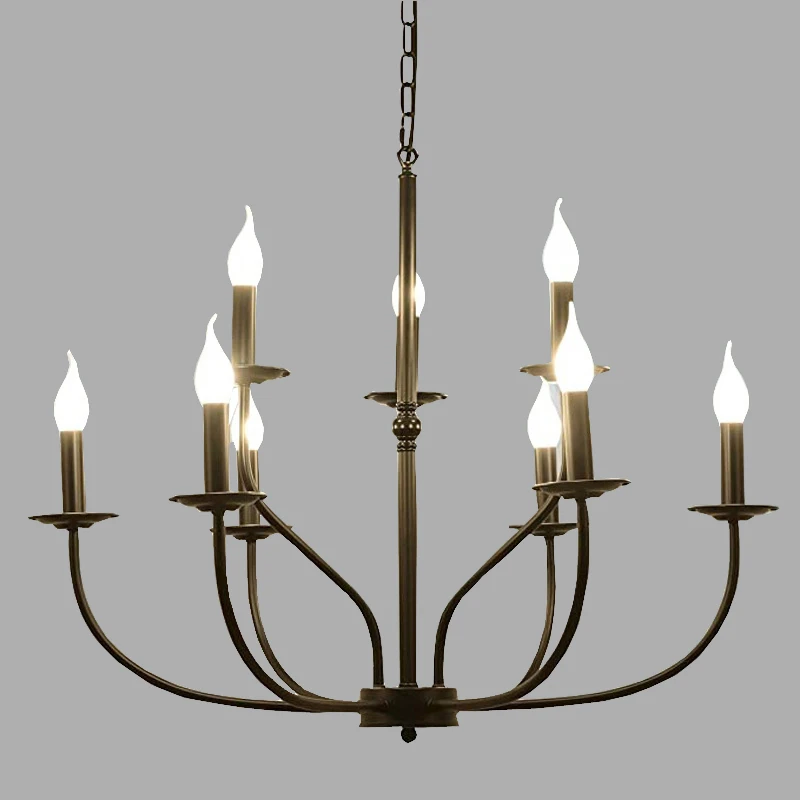 

Американская люстра-Свеча с 9 головками для столовой, черная классическая Подвесная лампа для кухни, спальни, гостиной