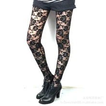 Women Black Rose Floral Lace Faux Leather Leggings Pants Sexy Girls Leggings Gifts Hot Sale