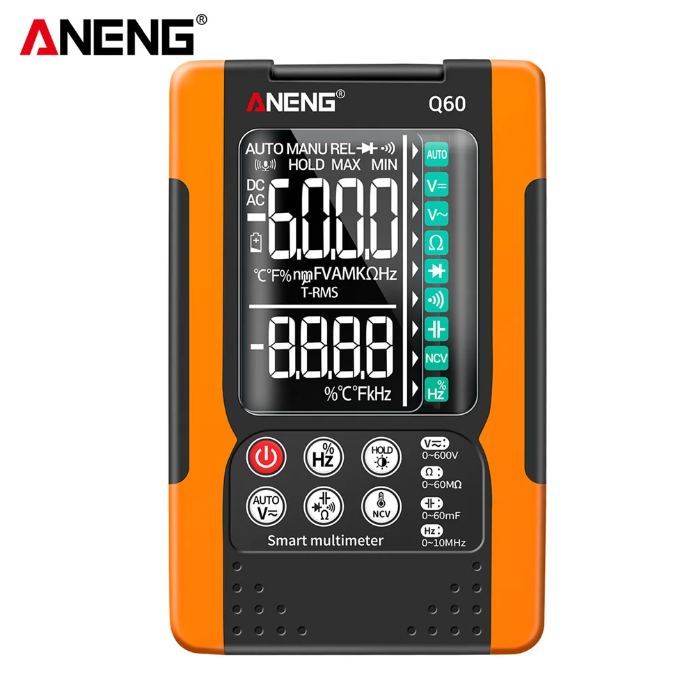 ANENG Multimeter Digital Transistor Tester Speech Recognition Digital Capacimeter 6000 Counts True RMS Capacitance Meter
ANENG Multimeter Digital Transistor Tester Speech Recognition Digital Capacimeter 6000 Counts True RMS Capacitance Meter