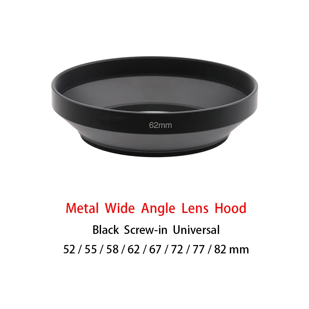 Metal Wide Angle Lens Hood Universal Screw-in Black 52/55/58/62/67/72/77/82 mm camera photography accessory
Metal Wide Angle Lens Hood Universal Screw-in Black 52/55/58/62/67/72/77/82 mm camera photography accessory