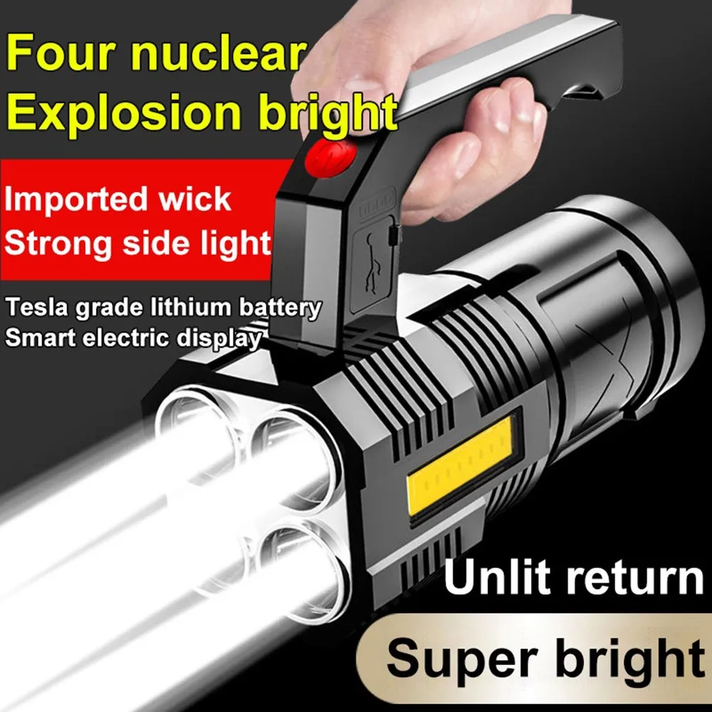 200-500m Strong Light Flashlight Camping Light Usb Rechargeable Quad-core P1000 Flashlight Searchlight Household Portable Lamp
200-500m Strong Light Flashlight Camping Light Usb Rechargeable Quad-core P1000 Flashlight Searchlight Household Portable Lamp
