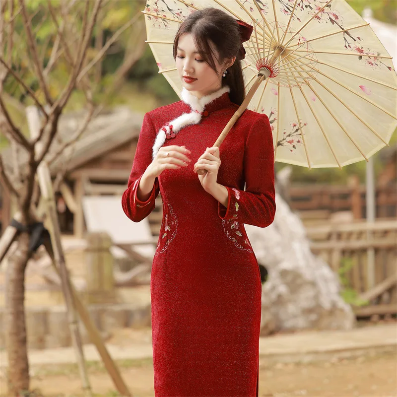 2021 Cheongsam For Winter Women Qipao Chinese Traditional Wedding Dress Party Shanghai Vintage Elegant Grace Clothing Chenille
2021 Cheongsam For Winter Women Qipao Chinese Traditional Wedding Dress Party Shanghai Vintage Elegant Grace Clothing Chenille