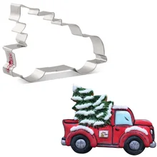 KENIAO Pick-up Truck with Christmas Tree Cookie Cutter - 9.1 x 12.4CM - Biscuit Fondant Sandwich Bread Mold - Stainless Steel