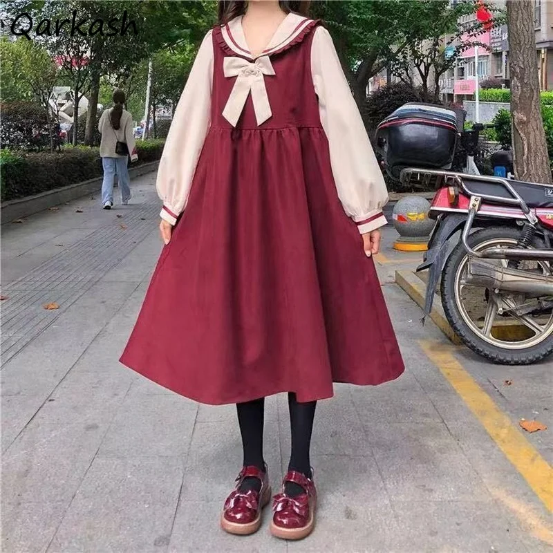 Preppy Style Dresses Women Sailor Collar Sweet Autumn Retro Elegant Fashion Students Casual Loose Ins Mid-calf Puff Sleeve Dress
Preppy Style Dresses Women Sailor Collar Sweet Autumn Retro Elegant Fashion Students Casual Loose Ins Mid-calf Puff Sleeve Dress