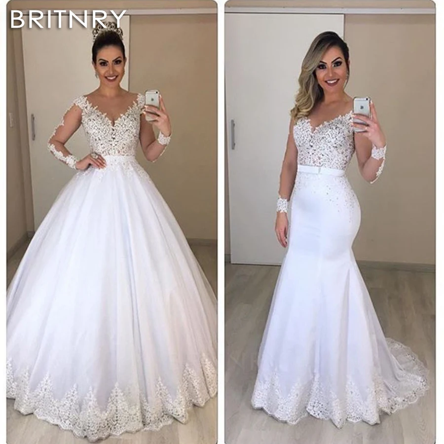 BRITNRY New Style Wedding Dress 2 in 1 Sexy Lace Mermaid Wedding Dresses Removable Skirt Bridal Gowns Robe De Mariee 2020
BRITNRY New Style Wedding Dress 2 in 1 Sexy Lace Mermaid Wedding Dresses Removable Skirt Bridal Gowns Robe De Mariee 2020