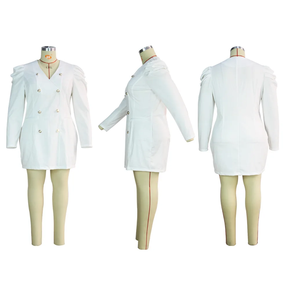 Plus Size Solid Color Women Mini Dress 2020 Autumn Latest Female's Sexy V-neck Double-breasted Full Sleeve Bodycon Party Dresses 
Plus Size Solid Color Women Mini Dress 2020 Autumn Latest Female's Sexy V-neck Double-breasted Full Sleeve Bodycon Party Dresses