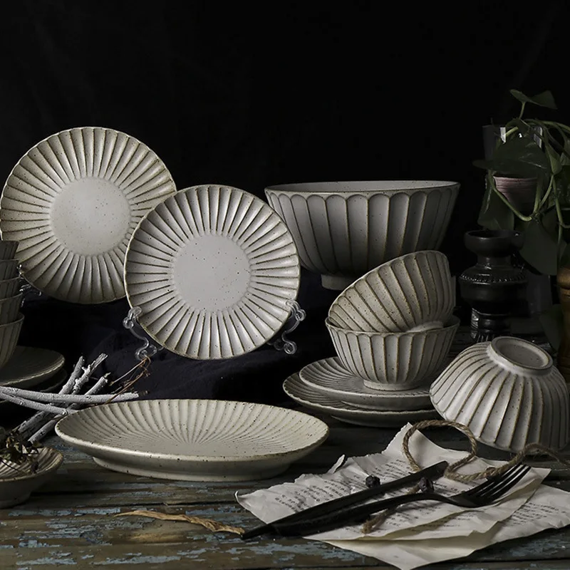 

Набор посуды ANTOWALL в стиле ретро, домашний керамический столовый сервиз, фарфоровая посуда ручной работы для домашнего использования в столовой