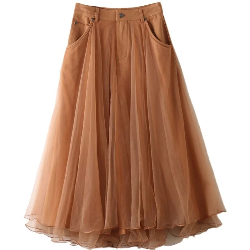 Pure Color Mesh Long Denim Ball Gown High Waist A-line Skirt Women Fashion Tide New Spring Autumn
Pure Color Mesh Long Denim Ball Gown High Waist A-line Skirt Women Fashion Tide New Spring Autumn
