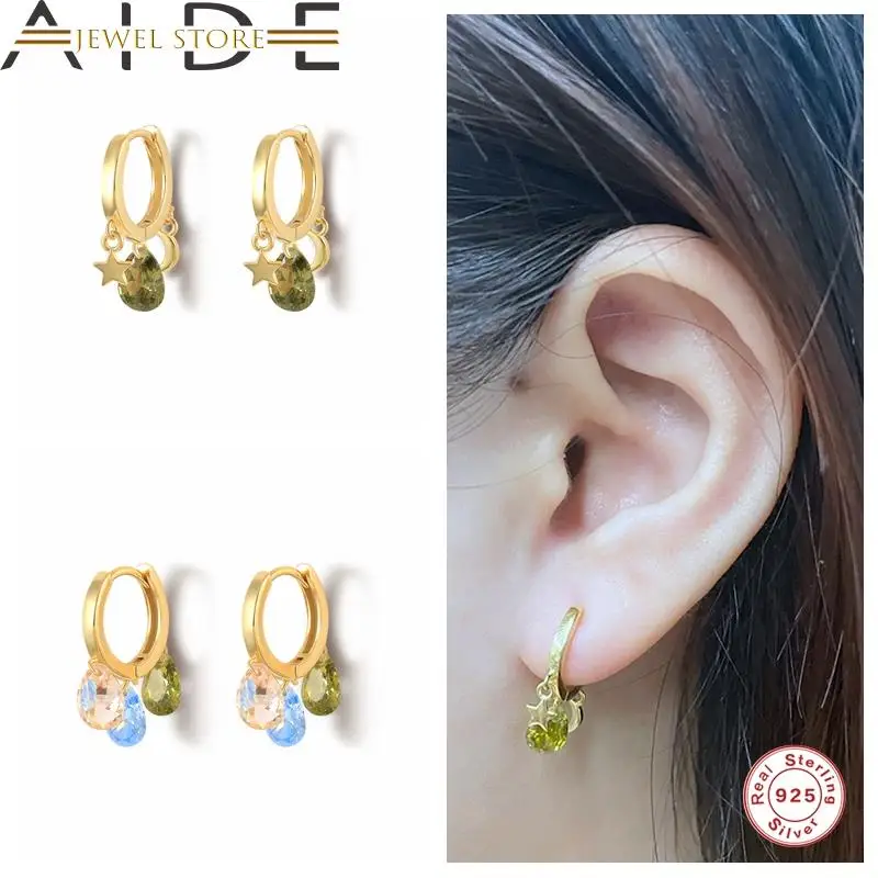 Aide 925 Sterling Silver Colorful Zircon Charms Earring Star Moon Hoop Earrings Pendientes Plata 925 For Women Fine Jewerly
Aide 925 Sterling Silver Colorful Zircon Charms Earring Star Moon Hoop Earrings Pendientes Plata 925 For Women Fine Jewerly