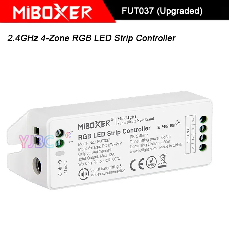 Miboxer 2.4GHz 4-Zone RGB LED Strip light Controller,FUT037 (Upgraded) DC12V~24V RGB led lamp tape dimmer
Miboxer 2.4GHz 4-Zone RGB LED Strip light Controller,FUT037 (Upgraded) DC12V~24V RGB led lamp tape dimmer