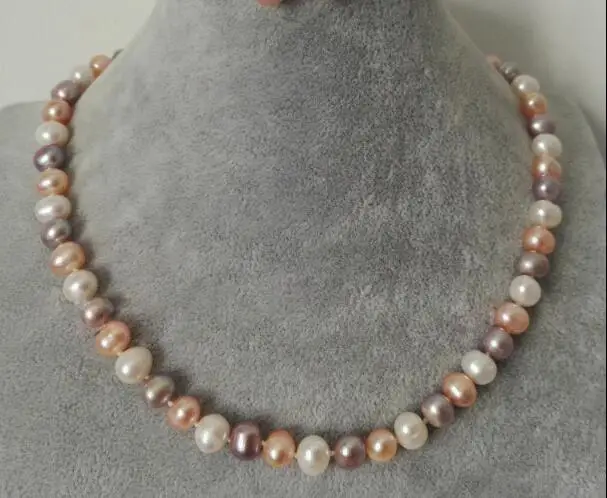 

Ожерелье женское из натурального пресноводного жемчуга 7-8 мм, белое, розовое, фиолетовое, с застежкой из серебра 925 пробы, 35 см, 14 дюймов, 43 см, ...