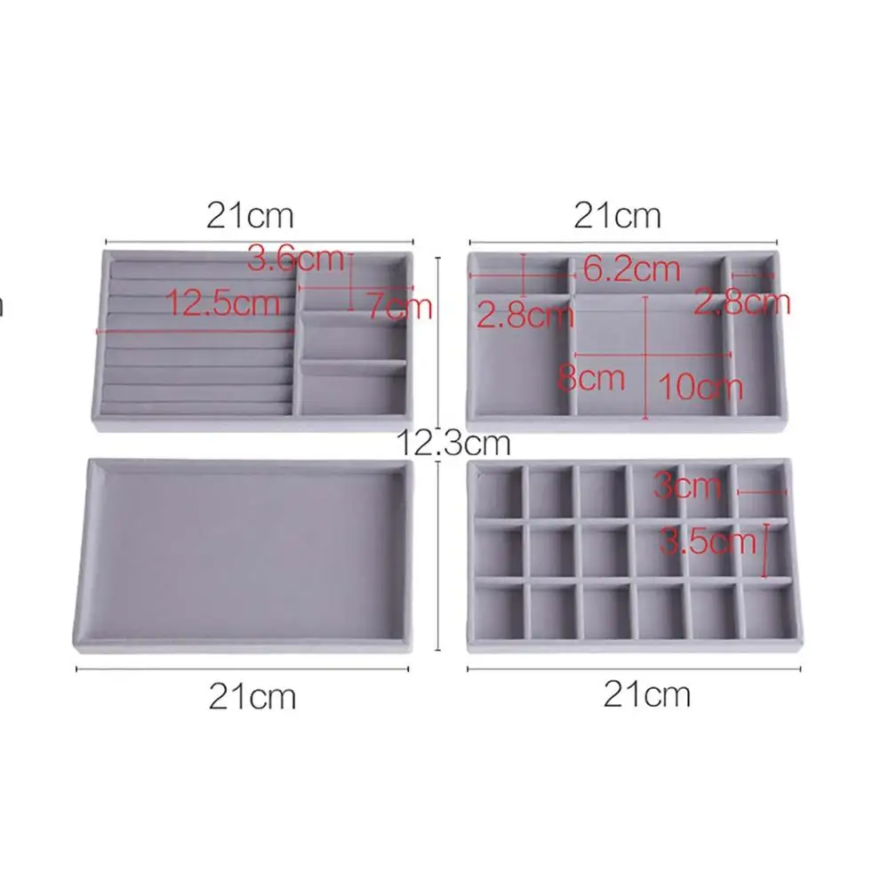 4pcs/lot Jewelry Organizer Velvet Jewelry Storage Tray Display Ring Bracelet Necklace Storage Box Showcase Drawer Organizer
4pcs/lot Jewelry Organizer Velvet Jewelry Storage Tray Display Ring Bracelet Necklace Storage Box Showcase Drawer Organizer
