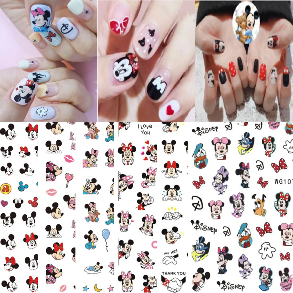 Новинка Стикеры для дизайна ногтей Disney Холодное сердце Микки и Минни Маус