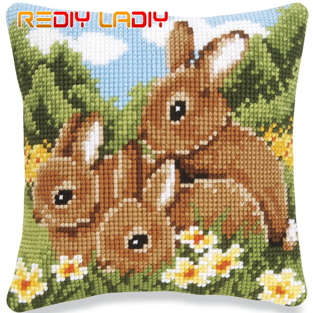 DIY Cross Stitch Cushion Three Rabbits Needlepoint Kits Pre-Printed Canvas Thick Yarn Cross-stitch Pillow Case Arts and Crafts
DIY Cross Stitch Cushion Three Rabbits Needlepoint Kits Pre-Printed Canvas Thick Yarn Cross-stitch Pillow Case Arts and Crafts