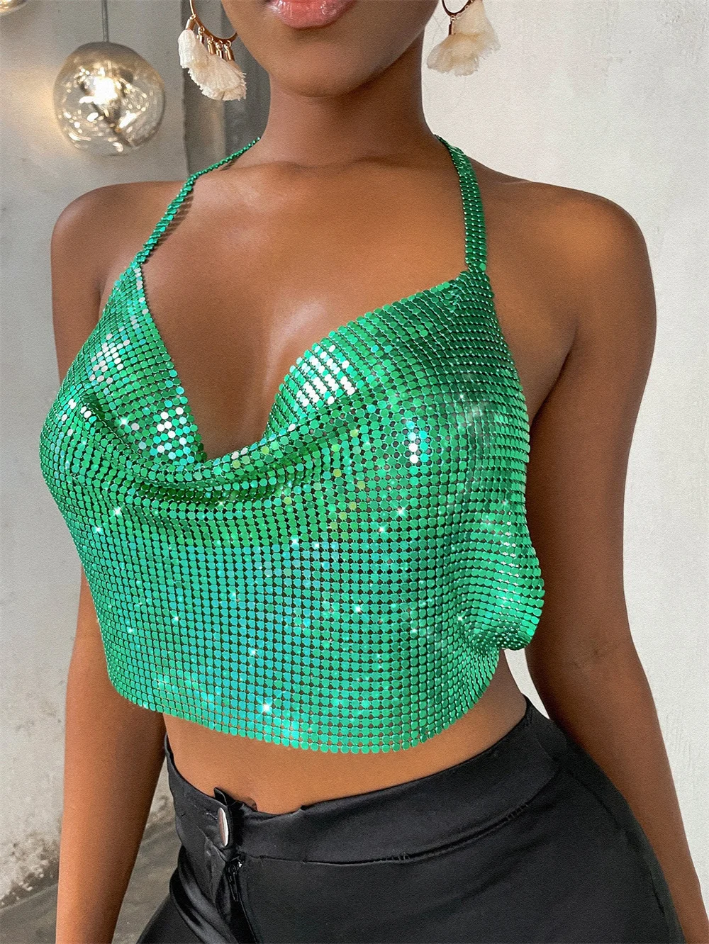 SRUBY Sexy Party Crop Top Sequined Halter Rhinestone Crop Top Women Summer Beach Party Club Top Backless See Through Ladies Tops
SRUBY Sexy Party Crop Top Sequined Halter Rhinestone Crop Top Women Summer Beach Party Club Top Backless See Through Ladies Tops