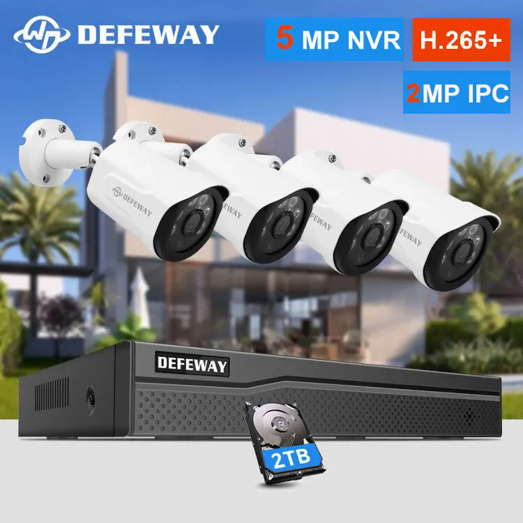 DEFEWAY видеонаблюдение PoE Комплект 4 шт. 3.0MP ip камера 8CH/4CH 1080P HD NVR наружная система