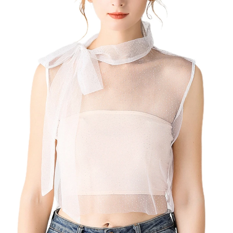 Korean Style Women Bow Tie Neck Faux Collar See Through Mesh Sequin Dot Detachable Half Shirt Blouse Decorative Dickey
Korean Style Women Bow Tie Neck Faux Collar See Through Mesh Sequin Dot Detachable Half Shirt Blouse Decorative Dickey
