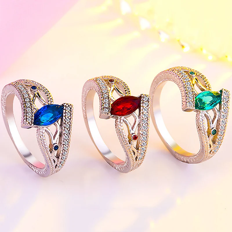 Fashion Zircon Rings High Quality Unique Crystal Blue Red Green Rhinestone Wedding Ladies Engagement Ring 1PC Wedding Women Girl
Fashion Zircon Rings High Quality Unique Crystal Blue Red Green Rhinestone Wedding Ladies Engagement Ring 1PC Wedding Women Girl