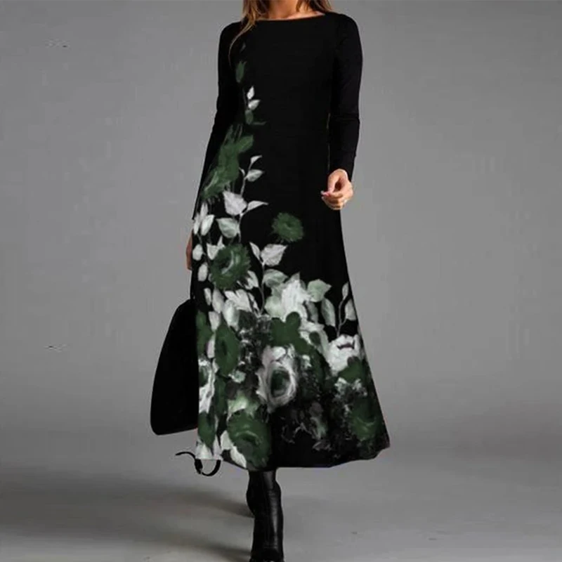 Women's Vintage Swing Dress Knee Length Dress Green Red Long Sleeve Floral Print Fall Winter O Neck Elegant Loose 2021 L-5XL
Women's Vintage Swing Dress Knee Length Dress Green Red Long Sleeve Floral Print Fall Winter O Neck Elegant Loose 2021 L-5XL