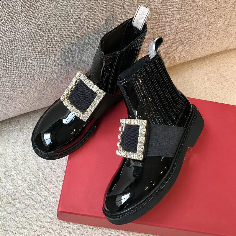 Fashion Round Toe Women Flat Chelsea Boots Rhinestone Square Buckle Women Martin Boots Rubber Female Flat Boots Black light new
Fashion Round Toe Women Flat Chelsea Boots Rhinestone Square Buckle Women Martin Boots Rubber Female Flat Boots Black light new