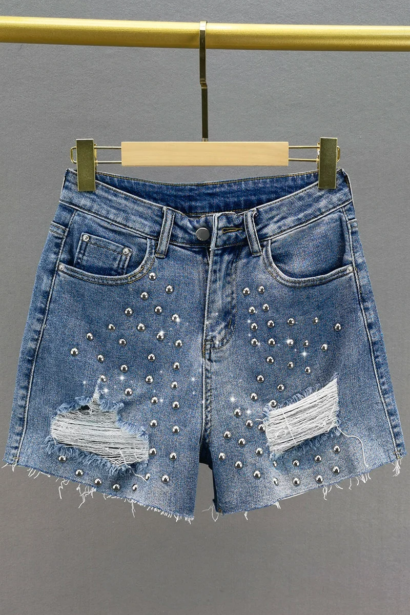 Rivet Thin Denim Shorts for Women 2021 Summer New High Waist Slimming Blue Jeans Shorts Loose Elastic Ripped Short Hot Pants
Rivet Thin Denim Shorts for Women 2021 Summer New High Waist Slimming Blue Jeans Shorts Loose Elastic Ripped Short Hot Pants