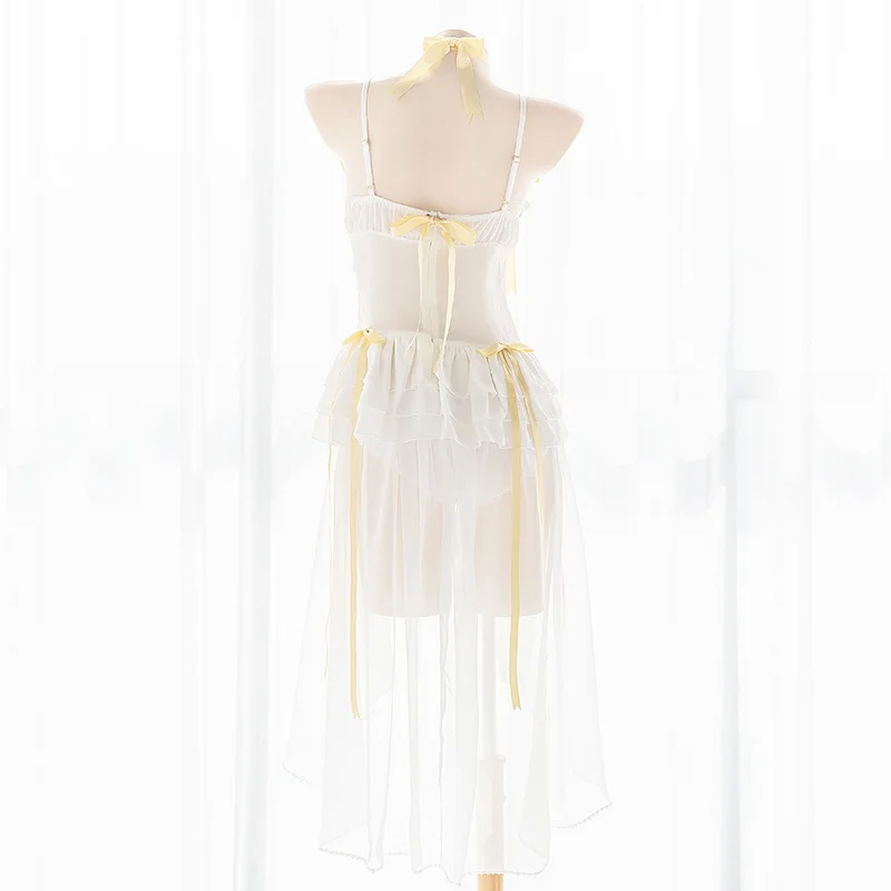 Pure White Angel Suspender Dress Lovely Bow Ribbon Cake Perspective Long Dress Sweet Sexy Lolita Girl Bandage Kawaii Costume
Pure White Angel Suspender Dress Lovely Bow Ribbon Cake Perspective Long Dress Sweet Sexy Lolita Girl Bandage Kawaii Costume