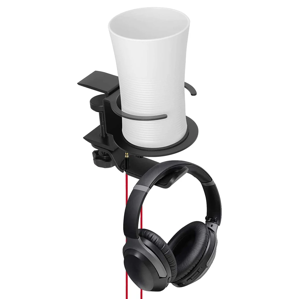Aluminium Alloy Desk Mount Headphone Holder 2 In 1 Gaming Headset Stand Cup Holder Under Desk Earphone Hanger Drink Cup Mug Rack 
Aluminium Alloy Desk Mount Headphone Holder 2 In 1 Gaming Headset Stand Cup Holder Under Desk Earphone Hanger Drink Cup Mug Rack