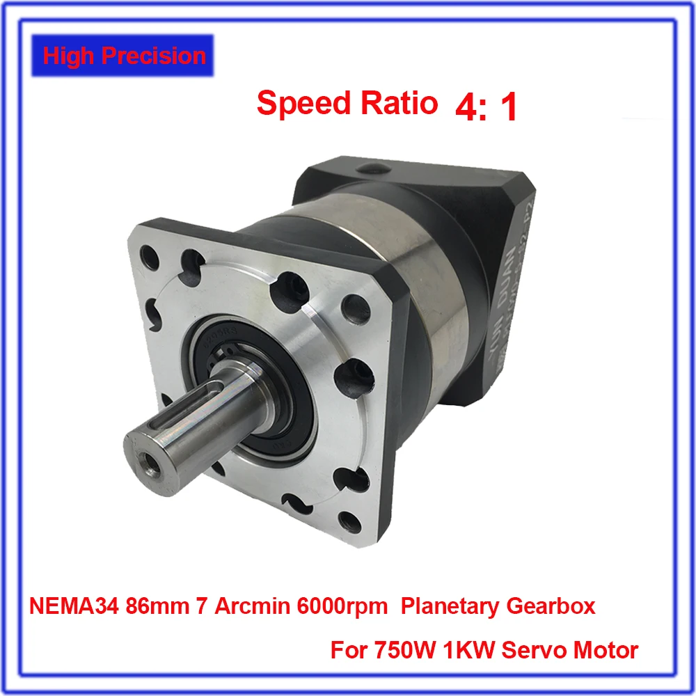 Planetary Reducer 4:1 Speed Ratio Flange 90mm 7Arcmin 19MM Input Shaft Gearbox 6000rpm for 750W 1 KW Servo Motor CNC
Planetary Reducer 4:1 Speed Ratio Flange 90mm 7Arcmin 19MM Input Shaft Gearbox 6000rpm for 750W 1 KW Servo Motor CNC
