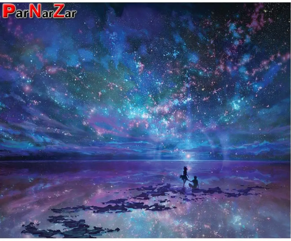 

ParNarZar Diamond Painting Starry Sky (30 x 40cm) Point of Cross Embroidery Complete Kit Scenery Home Decoration