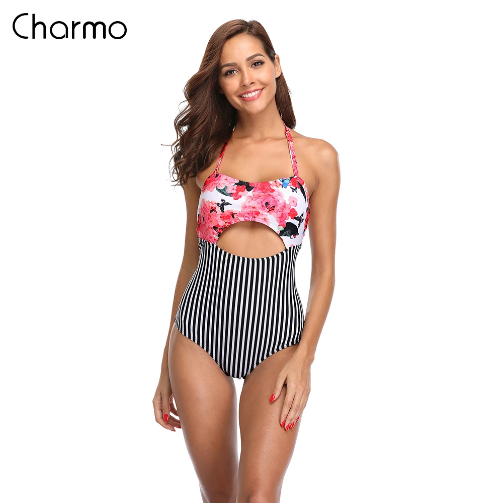 Charmo Women Monokini Swimsuit Swimwear One-piece Floral Patchwork Striped Buckle Sexy Backless bandaged Bathing suit Beachwear
Charmo Women Monokini Swimsuit Swimwear One-piece Floral Patchwork Striped Buckle Sexy Backless bandaged Bathing suit Beachwear