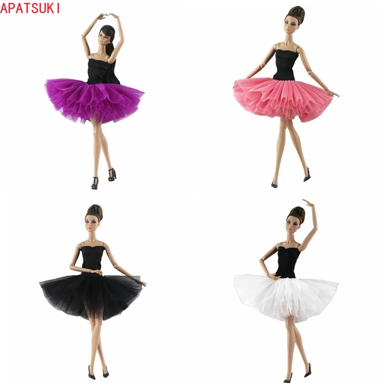 

4pcs/lot Fashion Doll Clothes For Barbie Tutu Dress Off-shoulder Ballet Dresses For Barbie Outfits 1/6 Dolls Accessories Gift