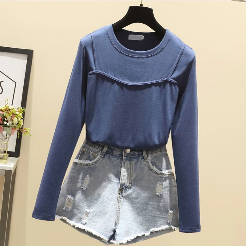 Womens T Shirt Spring New O Neck Thin Loose Casual Basic Tops Female Bright Line Decoration Solid Simple Long Sleeve Tee T-Shirt
Womens T Shirt Spring New O Neck Thin Loose Casual Basic Tops Female Bright Line Decoration Solid Simple Long Sleeve Tee T-Shirt