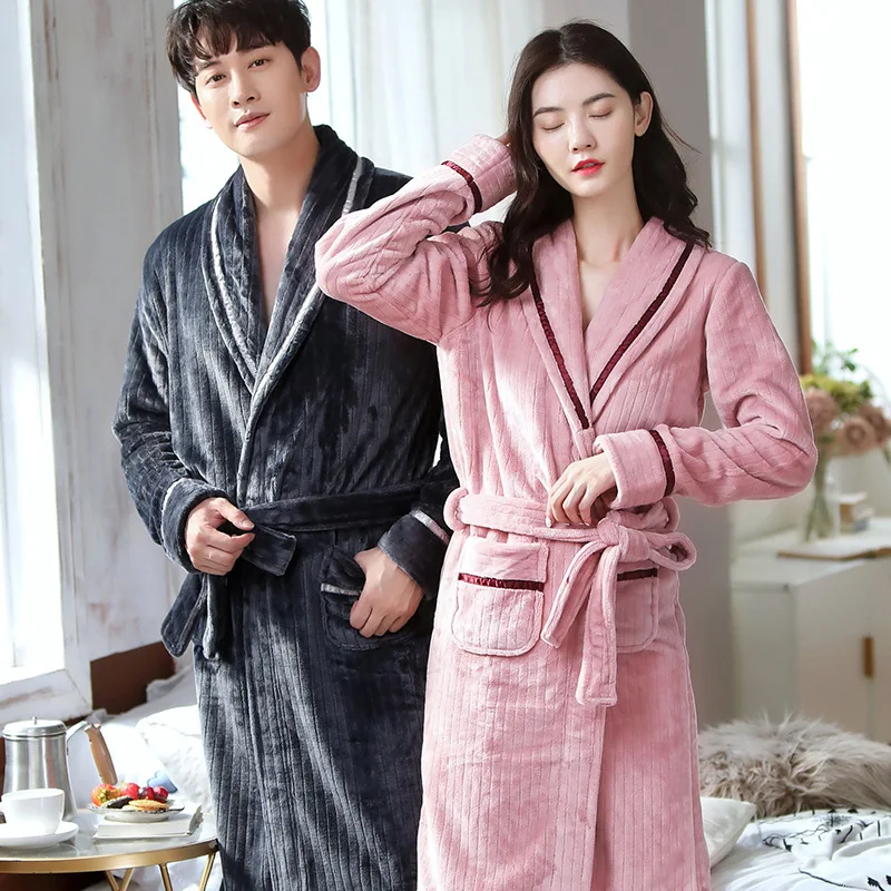 Lovers Nightwear Warm Sleepwear Flannel Robe Women Nightgown Kimono Bathrobe Gown Winter New Coral Fleece Home Clothes
Lovers Nightwear Warm Sleepwear Flannel Robe Women Nightgown Kimono Bathrobe Gown Winter New Coral Fleece Home Clothes