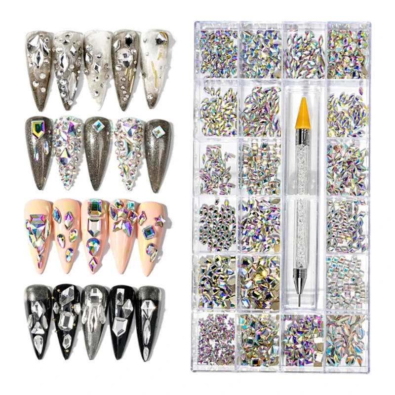27RC 21 Grids Nail Art Decoration Kit Multi Shapes with Rhinestone Picker DIY Nails 
27RC 21 Grids Nail Art Decoration Kit Multi Shapes with Rhinestone Picker DIY Nails