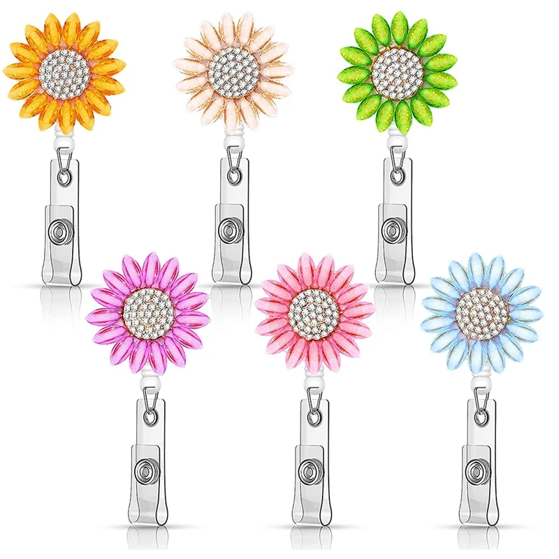 6Pcs Flower Retractable Name Card Badge Holder With Alligator Clip Rhinestone Retractable Badge Reel ID Badge Reel Clip
6Pcs Flower Retractable Name Card Badge Holder With Alligator Clip Rhinestone Retractable Badge Reel ID Badge Reel Clip