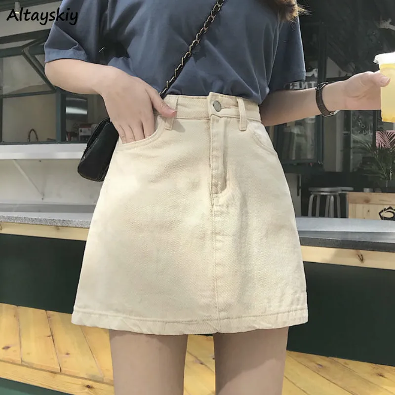 Skirts Women Solid A-line Denim Pockets Button Mini High Waist All-match Leisure Korean Chic Simple Womens Fashion Daily Elegant
Skirts Women Solid A-line Denim Pockets Button Mini High Waist All-match Leisure Korean Chic Simple Womens Fashion Daily Elegant