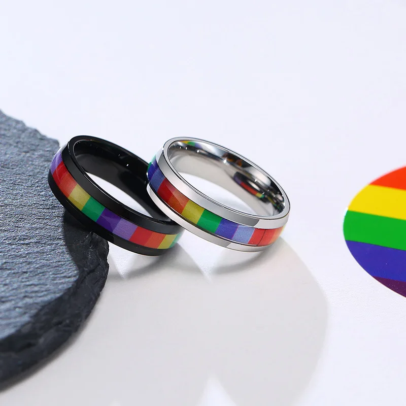 Rainbow Gay Lesbian LGBT Pride Colorful Black Silver Metal Steel Titanium Alloy Couples Ring for Women Man Fashion Jewelry
Rainbow Gay Lesbian LGBT Pride Colorful Black Silver Metal Steel Titanium Alloy Couples Ring for Women Man Fashion Jewelry