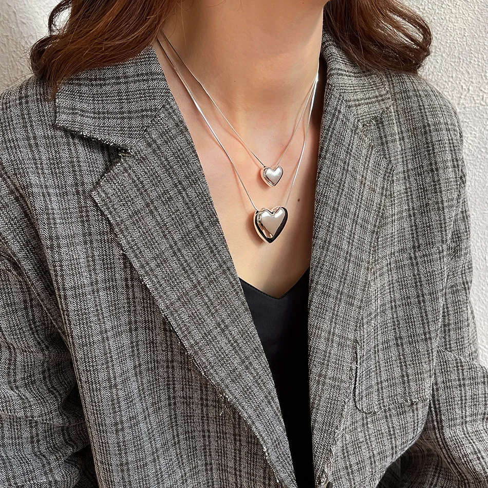 925 Sterling Silver Heart Pendant Necklace For Women Statement Minimalist Vintage Snake Chain Love Necklaces Clavicle Jewelry
925 Sterling Silver Heart Pendant Necklace For Women Statement Minimalist Vintage Snake Chain Love Necklaces Clavicle Jewelry