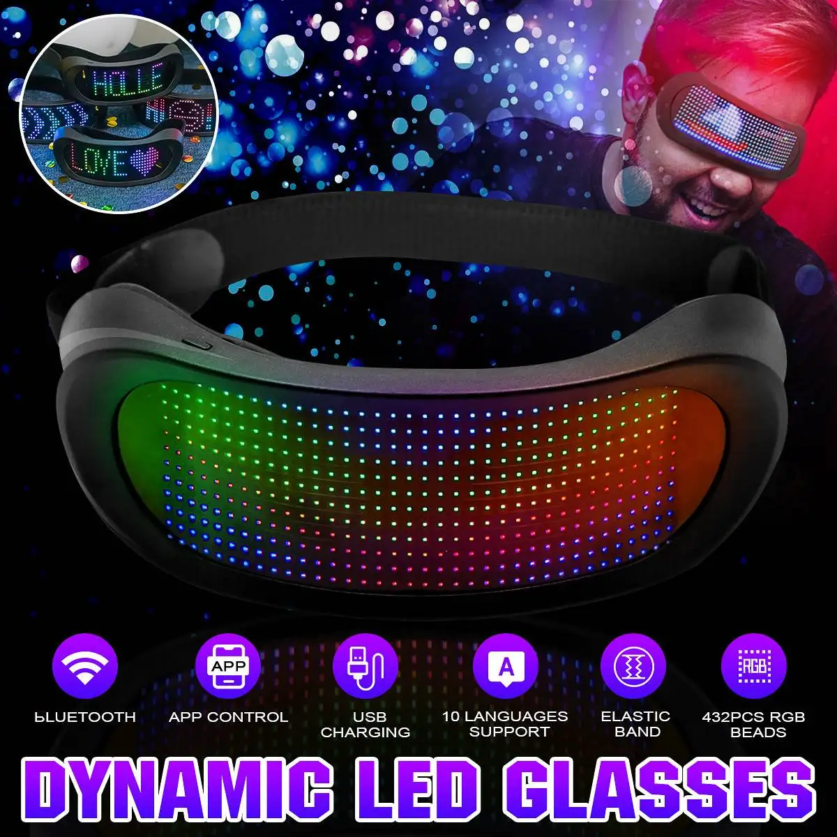 Программируемые светящиеся светодиодные очки, Bluetooth 432 шт. 1212RGB полноцветные светящиеся очки для вечеринок, освещение подарков, фестивалей, ...
Программируемые светящиеся светодиодные очки, Bluetooth 432 шт. 1212RGB полноцветные светящиеся очки для вечеринок, освещение подарков, фестивалей, ...