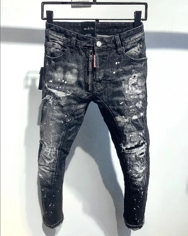 Мужские и женские черные рваные джинсы SS 2011, джинсы DSQUARED2, мотоциклетная джинсовая куртка, мужские брюки
Мужские и женские черные рваные джинсы SS 2011, джинсы DSQUARED2, мотоциклетная джинсовая куртка, мужские брюки