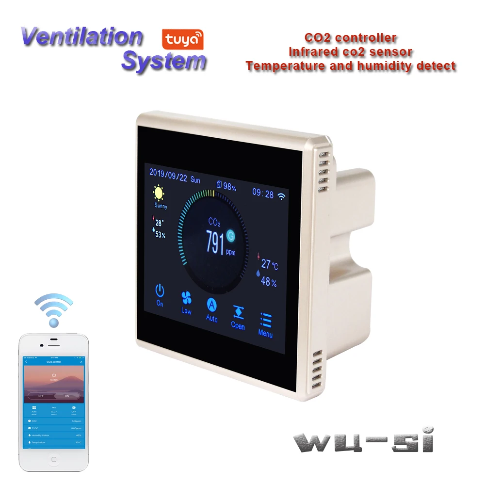 Система вентиляции внутреннего качества TUYA WIFI smart Co2 газовый регулятор