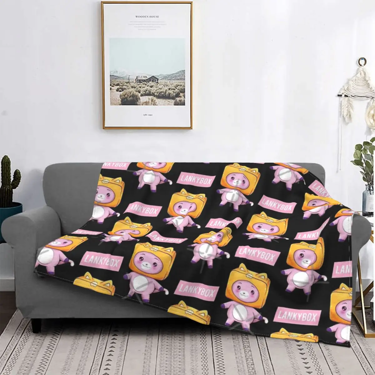 

Lankybox 7 Blanket Bedspread Bed Plaid Bed Linen Anime Plaid Blanket Hoodie Picnic Bedspread