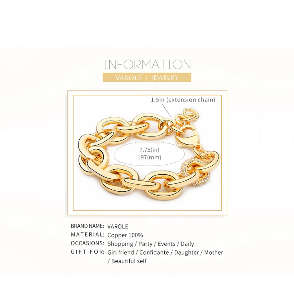 Punk Big Link Chain Bracelet With Crystal Gold Color Femme Bracelets For Women Fashion Jewelry Pulseras
Punk Big Link Chain Bracelet With Crystal Gold Color Femme Bracelets For Women Fashion Jewelry Pulseras