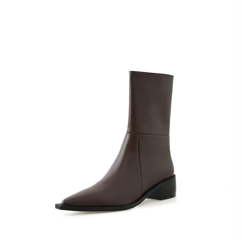 FOREADA Med Heel Woman Boots Real Leather Ankle Boots Zipper Chunky Heel Shoes Pointed Toe Ladies Short Boots Autumn Winter 43
FOREADA Med Heel Woman Boots Real Leather Ankle Boots Zipper Chunky Heel Shoes Pointed Toe Ladies Short Boots Autumn Winter 43