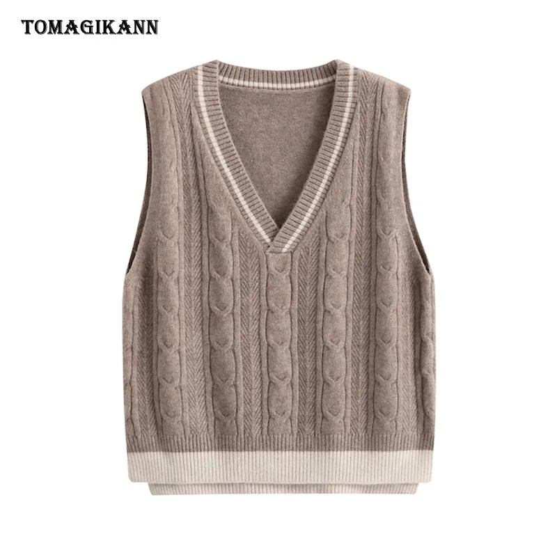Women Pullover Sweater Vest Korean Style V Neck Sleeveless Patchwork Knitted Vests Casual Female Outfit and Top
Women Pullover Sweater Vest Korean Style V Neck Sleeveless Patchwork Knitted Vests Casual Female Outfit and Top