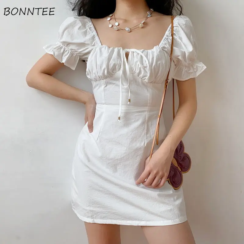 Dress Women Retro Square Collar French Style Vacation Sexy Summer Ladies Sundress Short Sleeve Lace-up Girls Vestidos Party New
Dress Women Retro Square Collar French Style Vacation Sexy Summer Ladies Sundress Short Sleeve Lace-up Girls Vestidos Party New